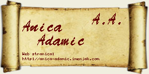 Anica Adamić vizit kartica